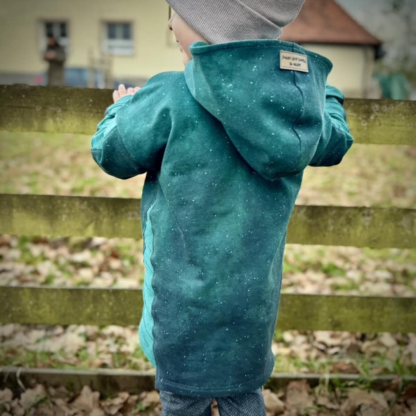 Ep - Grunge Panel - " petrol/dunkelgrau " - Bio French Terry - Höhe ca. 0,7 Meter